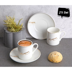 Atatürk İmza Tasarımlı Porselen 2'li Kahve Seti Atatürk İmza Tasarımlı Porselen 2'li Kahve Seti