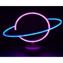 Neon Işıklı Satürn Lamba  Neon Işıklı Satürn Lamba