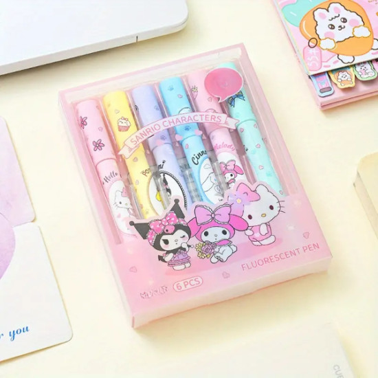 6 lı Fosforlu Kalem Seti - Sanrio Karakterleri, Kuromi, Hello Kitty 6 lı Fosforlu Kalem Seti - Sanrio Karakterleri, Kuromi, Hello Kitty