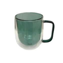 Çift Cidarlı Cam Kupa Yeşil Renk Çift Cidarlı Cam Kupa Yeşil Renk