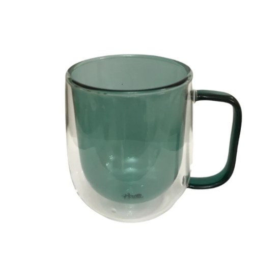 Çift Cidarlı Cam Kupa Yeşil Renk Çift Cidarlı Cam Kupa Yeşil Renk