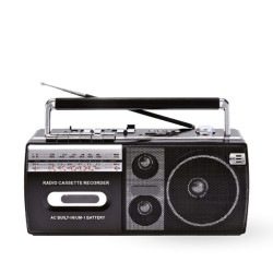 Siyah Kaset Çalar - Bluetooth USB TF AUX FM Özellikli 