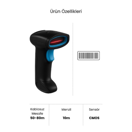 Kablosuz Standlı 1D/2D Barkod & Karekod Okuyucu