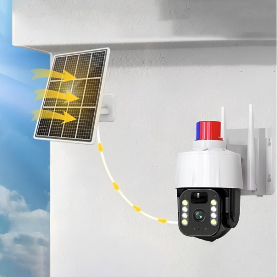 Güneş Enerjili Alarmlı Çakarlı Dış Mekan Güvenlik Kamerası Güneş Enerjili Alarmlı Çakarlı Dış Mekan Güvenlik Kamerası