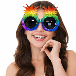 Tropikal Ananas Tasarımlı Renkli Hawaii Parti Gözlüğü