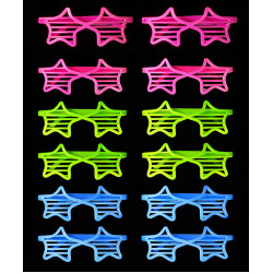 Retro Neon Fosforlu Yıldız Panjur Gözlük - 12 Adet