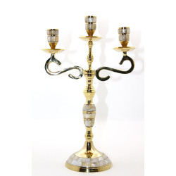 Pirinç Sedefli 3'lü Şamdan Model 3