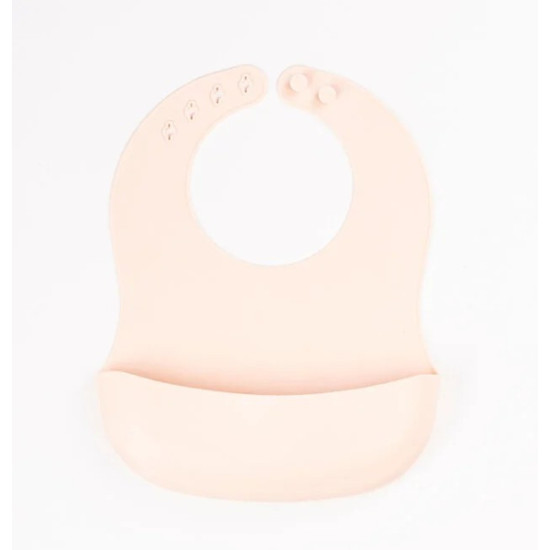 Krem Rengi 3’lü Silikon Yemek Seti – Önlük + Diş Kaşıyıcılı Kaşık + Vakumlu Tabak