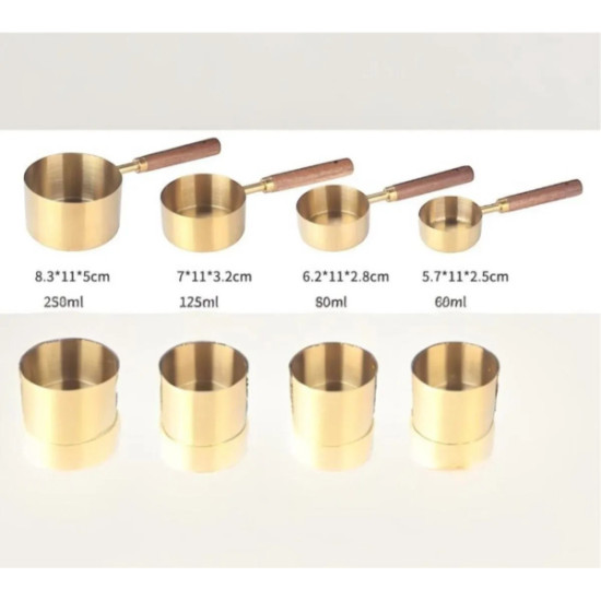 4 lü Ahşap Saplı Ölçü Kaşığı