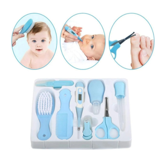 8 Parça Bebek Bakım Seti Mavi Renk