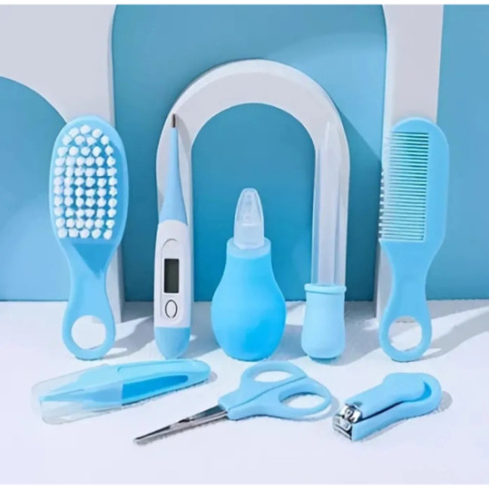 8 Parça Bebek Bakım Seti Mavi Renk