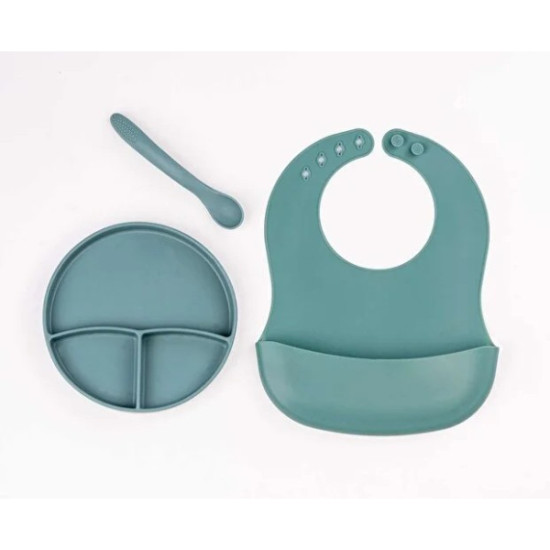 Yeşil 3’lü Silikon Yemek Seti – Önlük + Diş Kaşıyıcılı Kaşık + Vakumlu Tabak Yeşil 3’lü Silikon Yemek Seti – Önlük + Diş Kaşıyıcılı Kaşık + Vakumlu Tabak