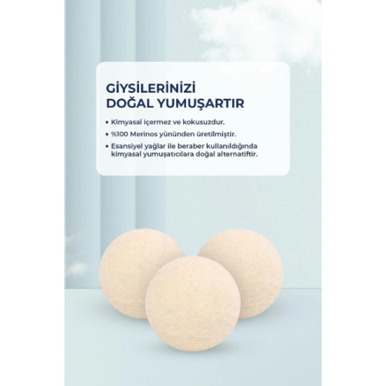 3 lü Yün Kurutma Topu Seti 3 lü Yün Kurutma Topu Seti