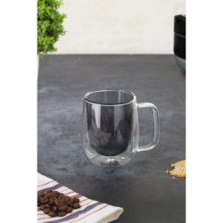 Çift Cidarlı Cam Kupa Gri Renk Çift Cidarlı Cam Kupa Gri Renk