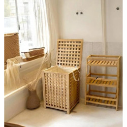 Büyük Boy Ahşap Bambu Kirli Sepeti 45x45x62  Büyük Boy Ahşap Bambu Kirli Sepeti 45x45x62