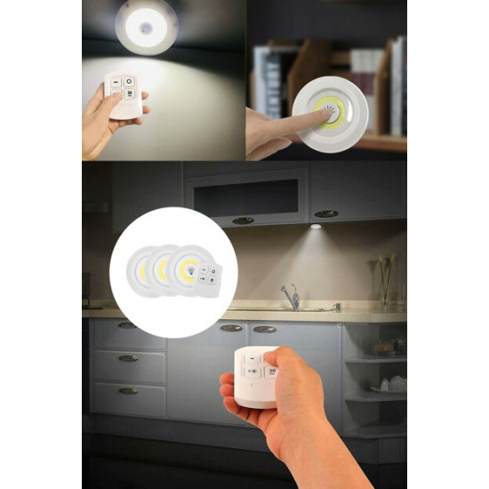 Uzaktan Kumandalı Yapışkanlı 3 lü Led Spot Lamba Uzaktan Kumandalı Yapışkanlı 3 lü Led Spot Lamba