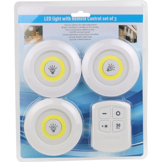 Uzaktan Kumandalı Yapışkanlı 3 lü Led Spot Lamba Uzaktan Kumandalı Yapışkanlı 3 lü Led Spot Lamba