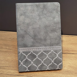 Desenli Gri Renk Deri Defter Desenli Gri Renk Deri Defter