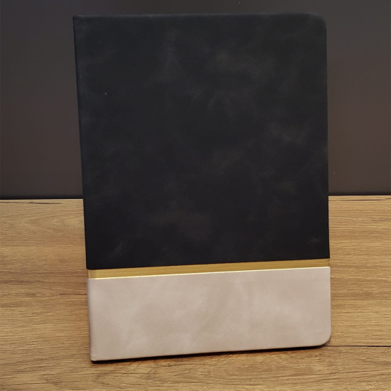 Altın Şeritli Siyah Deri Not Defteri Altın Şeritli Siyah Deri Not Defteri