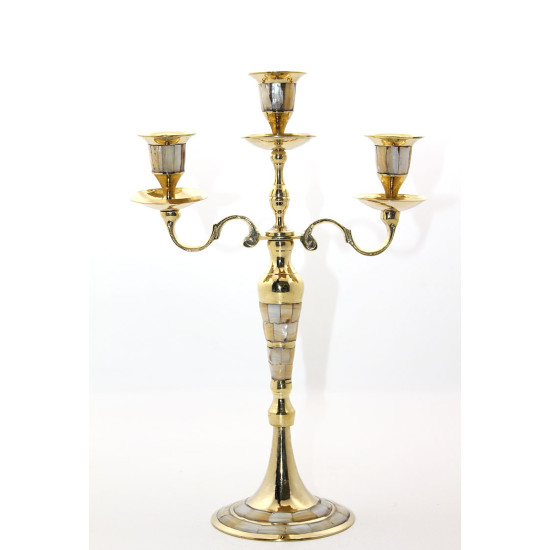 Pirinç Sedefli 3 lü Şamdan Model 1