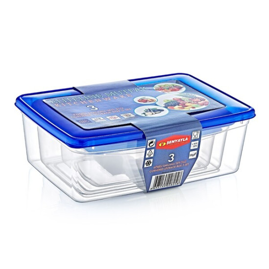 3 lü Köşeli Saklama Kabı Seti