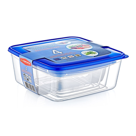 4 lü Kare Saklama Kabı Seti