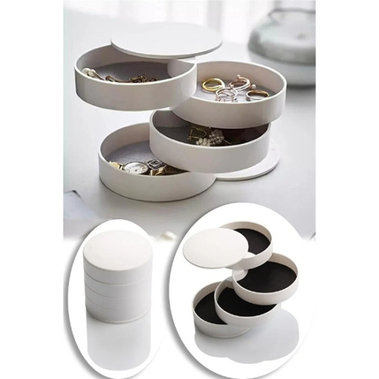 4 Katlı Dönen Silindir Takı Organizeri 4 Katlı Dönen Silindir Takı Organizeri