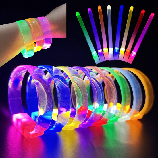 3 Modlu Pilli LED Işıklı Esnek Parti Bilekliği Kırmızı 3 Modlu Pilli LED Işıklı Esnek Parti Bilekliği Kırmızı