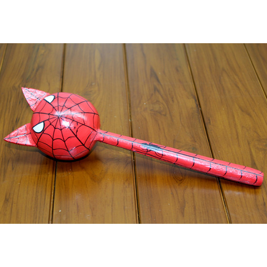 Ahşap Kedili Spiderman Marakas Tekli Ahşap Kedili Spiderman Marakas Tekli