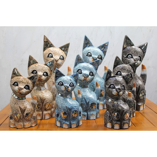 Ahşap 3 lü Kedi Seti 40 Cm