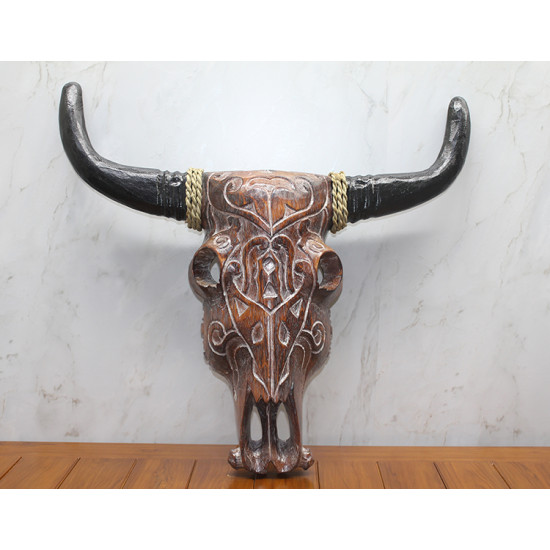 Ahşap Duvara Asmalı Bufalo Kafası