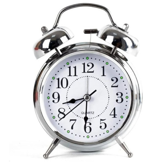 Gümüş Renk Metal Çalar Masa Saati Gümüş Renk Metal Çalar Masa Saati