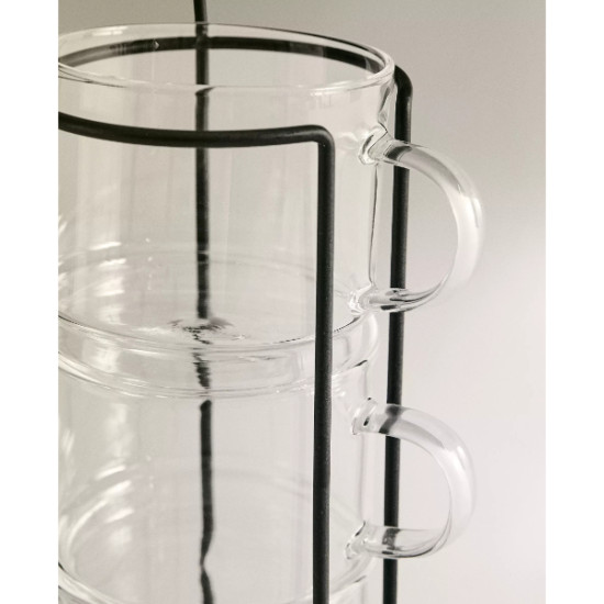 Standlı Borosilikat 4 lü Fincan Seti