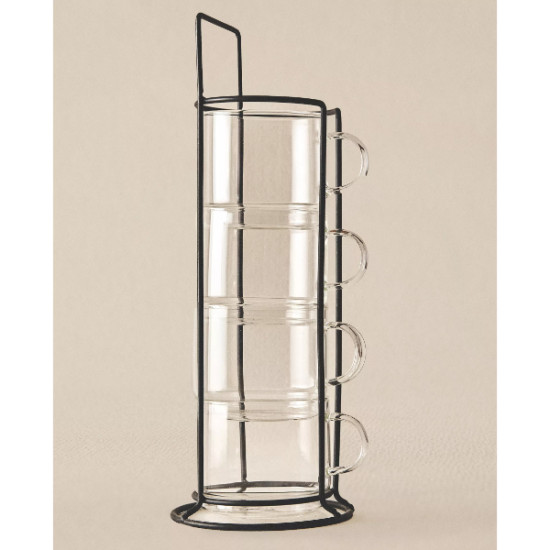 Standlı Borosilikat 4 lü Fincan Seti