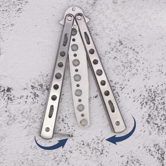 Gri Katlanabilir Paslanmaz Çelik Kelebek Bıçak Tasarımlı Tarak