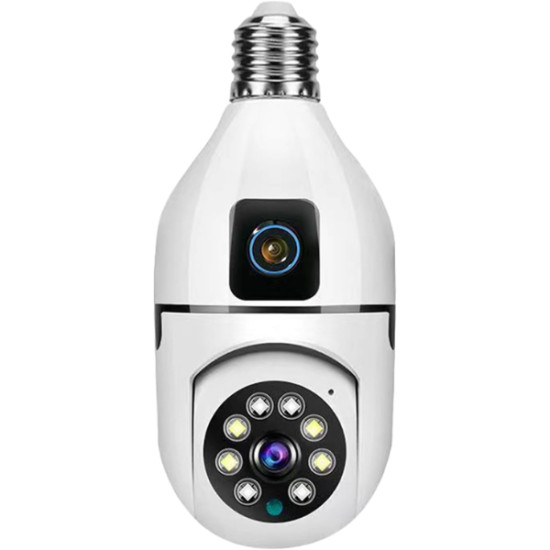 Çift Lensli Duy Girişli Kablosuz Ampul Kamera Çift Lensli Duy Girişli Kablosuz Ampul Kamera