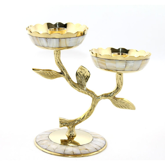 Pirinç Sedefli 2 li Şamdan