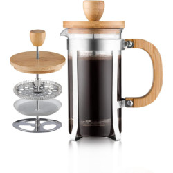 Ahşap Detaylı 600 ml Cam French Press  Ahşap Detaylı 600 ml Cam French Press