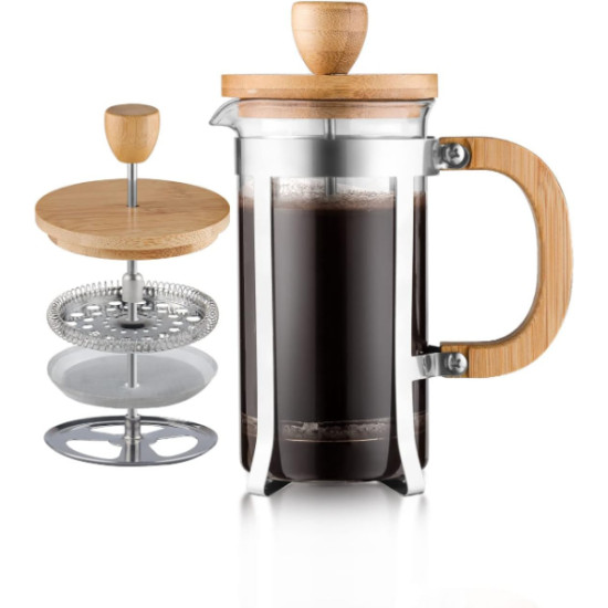 Ahşap Detaylı 600 ml Cam French Press Ahşap Detaylı 600 ml Cam French Press