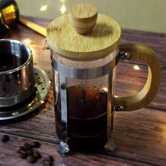 Ahşap Detaylı 350 ml Cam French Press Ahşap Detaylı 350 ml Cam French Press