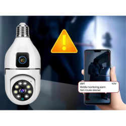 Çift Lensli Duy Girişli Kablosuz Ampul Kamera  Çift Lensli Duy Girişli Kablosuz Ampul Kamera