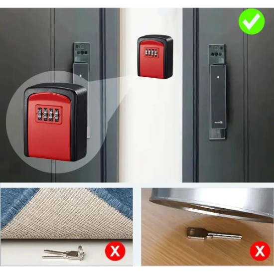 Kırmızı Şifreli Anahtar ve Eşya Saklama Güvenlik Kasası Kırmızı Şifreli Anahtar ve Eşya Saklama Güvenlik Kasası