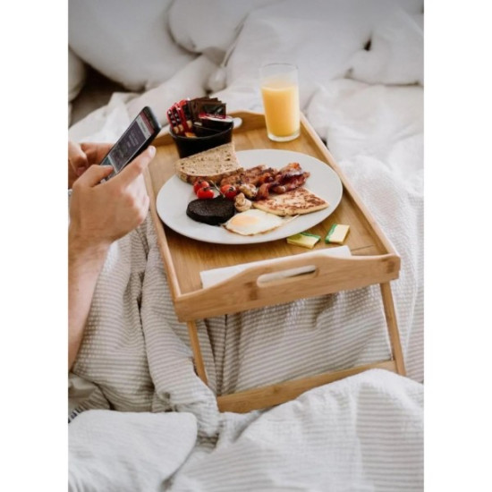 Bambu Kulplu Ayaklı Keyif Tepsisi