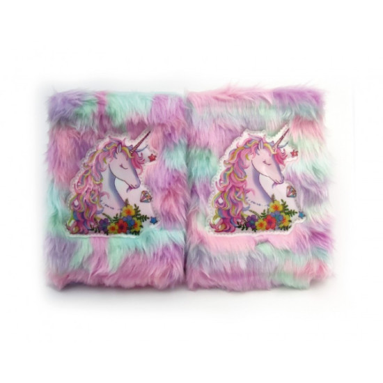 Çiçekli Unicorn Tasarımlı Peluş Hatıra Defteri Çiçekli Unicorn Tasarımlı Peluş Hatıra Defteri