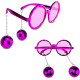Disko Toplu Küpeli Parti Gözlüğü Pembe Renk