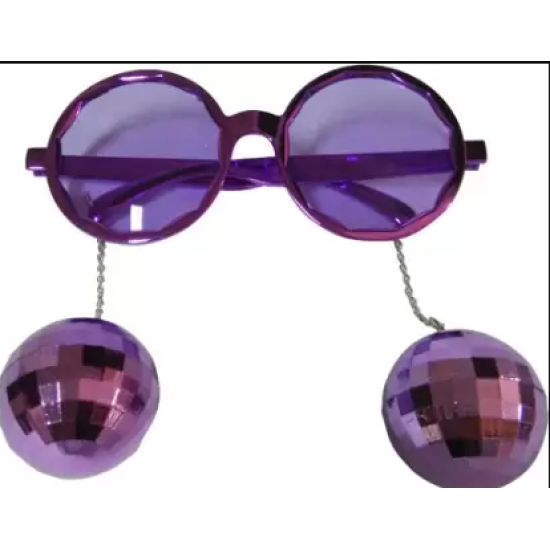 Mor Disko Topu Küpeli Parti Gözlüğü
