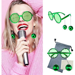 Disko Toplu Küpeli Parti Gözlüğü Yeşil Renk  Disko Toplu Küpeli Parti Gözlüğü Yeşil Renk
