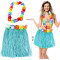 Hawaii Luau Aloha Mavi Püsküllü 40 cm Etek ve Hawaii Kolye Seti 