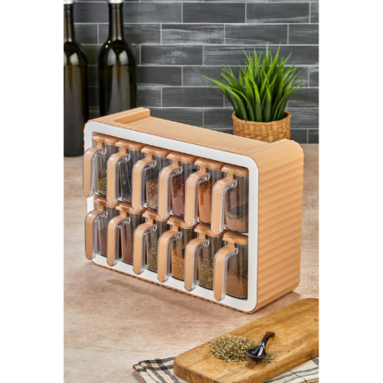 12 li Standlı Kaşıklı Baharatlık Seti