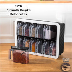 12'li Standlı Kaşıklı Baharatlık Seti  12'li Standlı Kaşıklı Baharatlık Seti